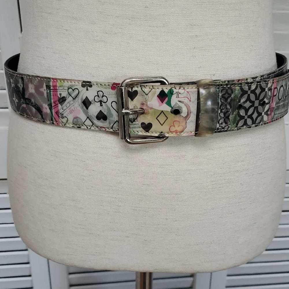 Vintage 90's Holographic Multicolor Patterned Women's Belt